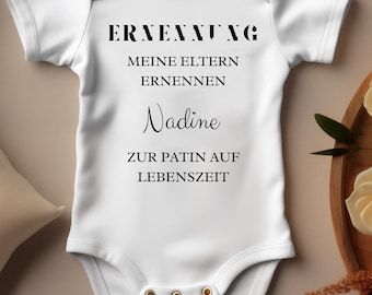 Baby Body Godmother ask official status appointment for life funny ironic personalized with name godmother godfather