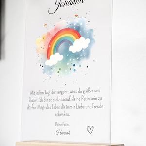 Presente personalizado para batismo, afilhado, presente de batismo, sinal acrílico com suporte de madeira, presente de batismo de menina, presente de batismo de menino