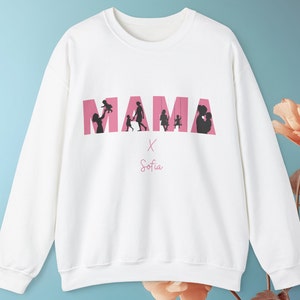 Personalized Mom Sweater Silhouette Mother&#39;s Day Gift Mother Sweater, Mom 2024 Sweater with Year + Name Birthday Mother&#39;s Day Gift