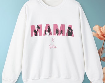Personalized Mom Sweater Silhouette Mother's Day Gift Mother Sweater, Mom 2024 Sweater with Year + Name Birthday Mother's Day Gift