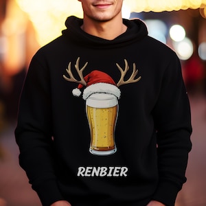 Renbier witziger Weihnachtspullover ironischer Pulli Weihnachten Rentier Bier Männer Pullover Unisex