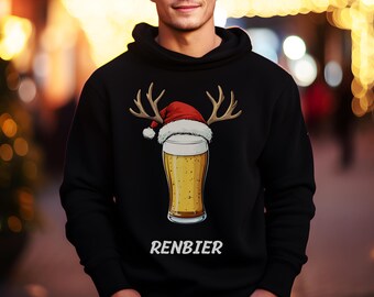 Reindeer funny Christmas sweater ironic sweater Christmas reindeer beer men sweater unisex