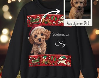 Christmas with dog, personalized, funny, Christmas sweater, funny, Labrador, Golden Retriever, poodle own picture, pug, photo sweater