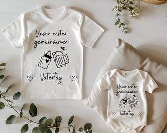 T-Shirt Baby Body Set our first Father&#39;s Day together Romper T-Shirt Baby Bottle Beer Glass Cute Bodysuit, Father&#39;s Day Gift