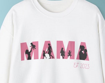 Mama Sweater Silhouette Mother's Day Gift, Mother Sweater, Mama 2024, Sweater with Year Mother's Day Gift Best Mom Birthday Mom