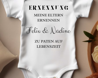 Baby Body Godparents ask official status appointment for life funny ironic personalized with name godmother godfather