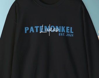 Patenonkel Pullover, Personalisertes Geschenk, Willst du Patenonkel werden Sweater, Patenonkel 2024, Sweater mit Name, Taufe, Taufgeschenk