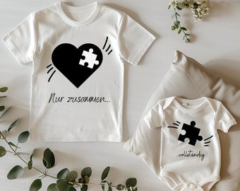 T-Shirt Baby Body Set Only Together Complete Puzzle Design Romper Tshirt Cute Bodysuit, Mother&#39;s Day Gift, Birthday Christmas
