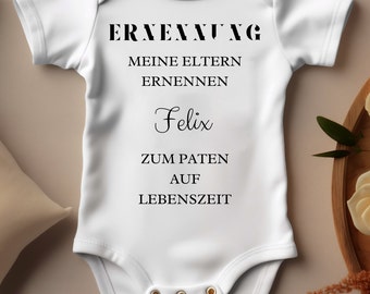 Baby Body Godfather ask civil servant status appointment for life funny ironic personalized with name godmother godfather