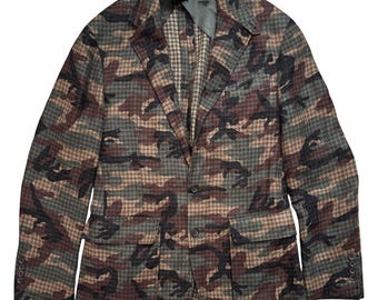 Polo Ralph Lauren RL67 Camo Linen Silk Wool Sport Jacket Blazer Italy 40R Sample