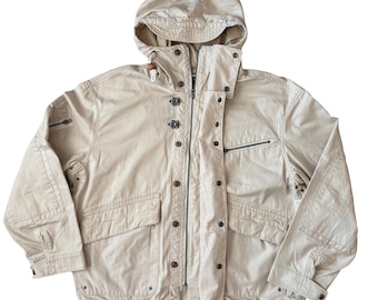 Polo Ralph Lauren USN N-1 Deck Jacket Hooded Beige Cotton Herringbone Size L