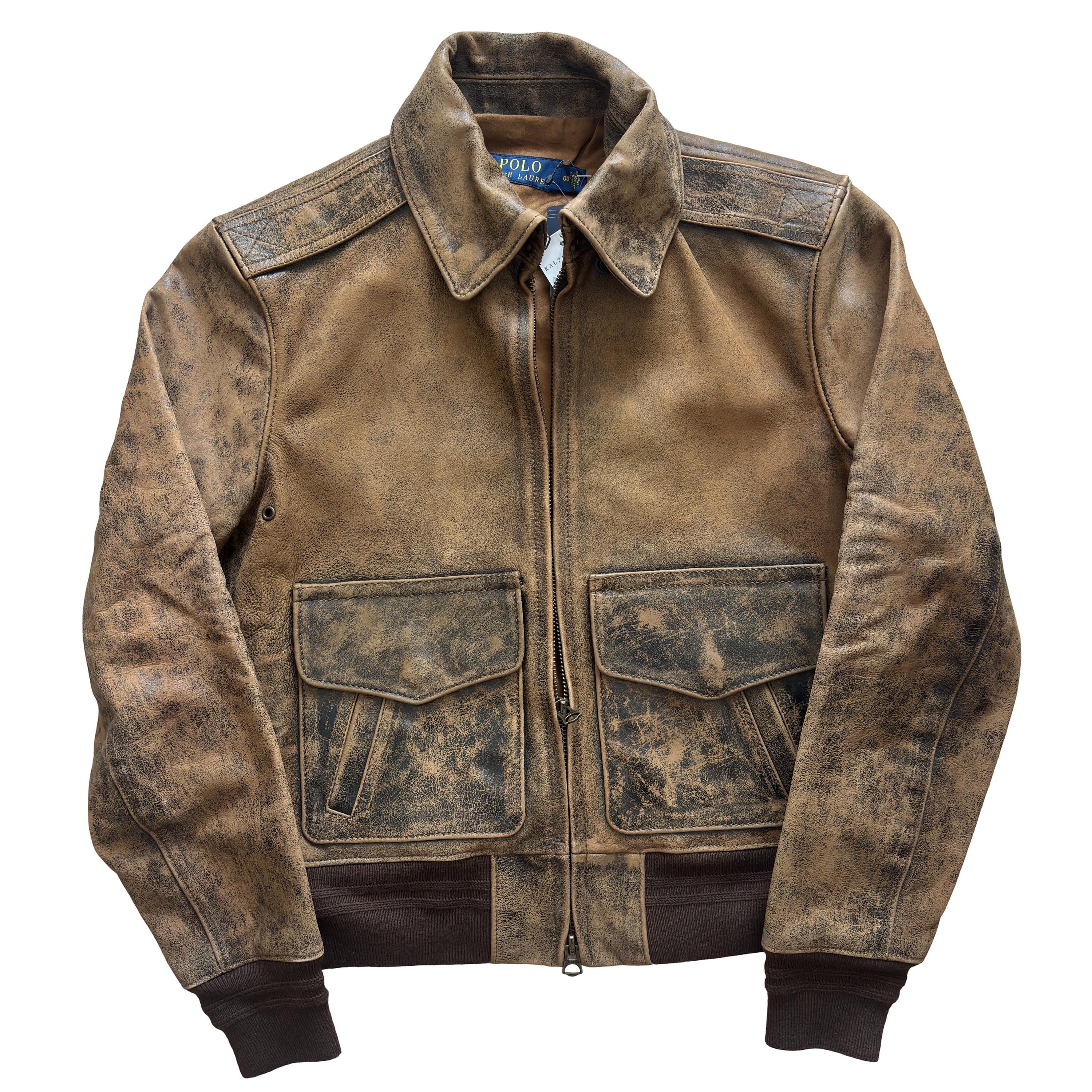 ジャケット・アウター 90s POLO Ralph Lauren A-2 Flight Jacket Polo Ralph Lauren Leather A-2 Bomber Flight Jacket Graphic Crest