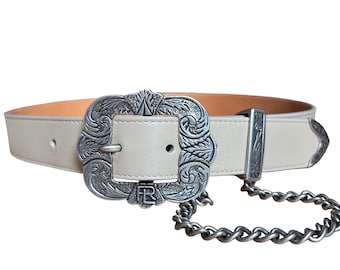 7 CONCHO Ralph Lauren Belt Leather BLACK Western Navajo  display picture 1