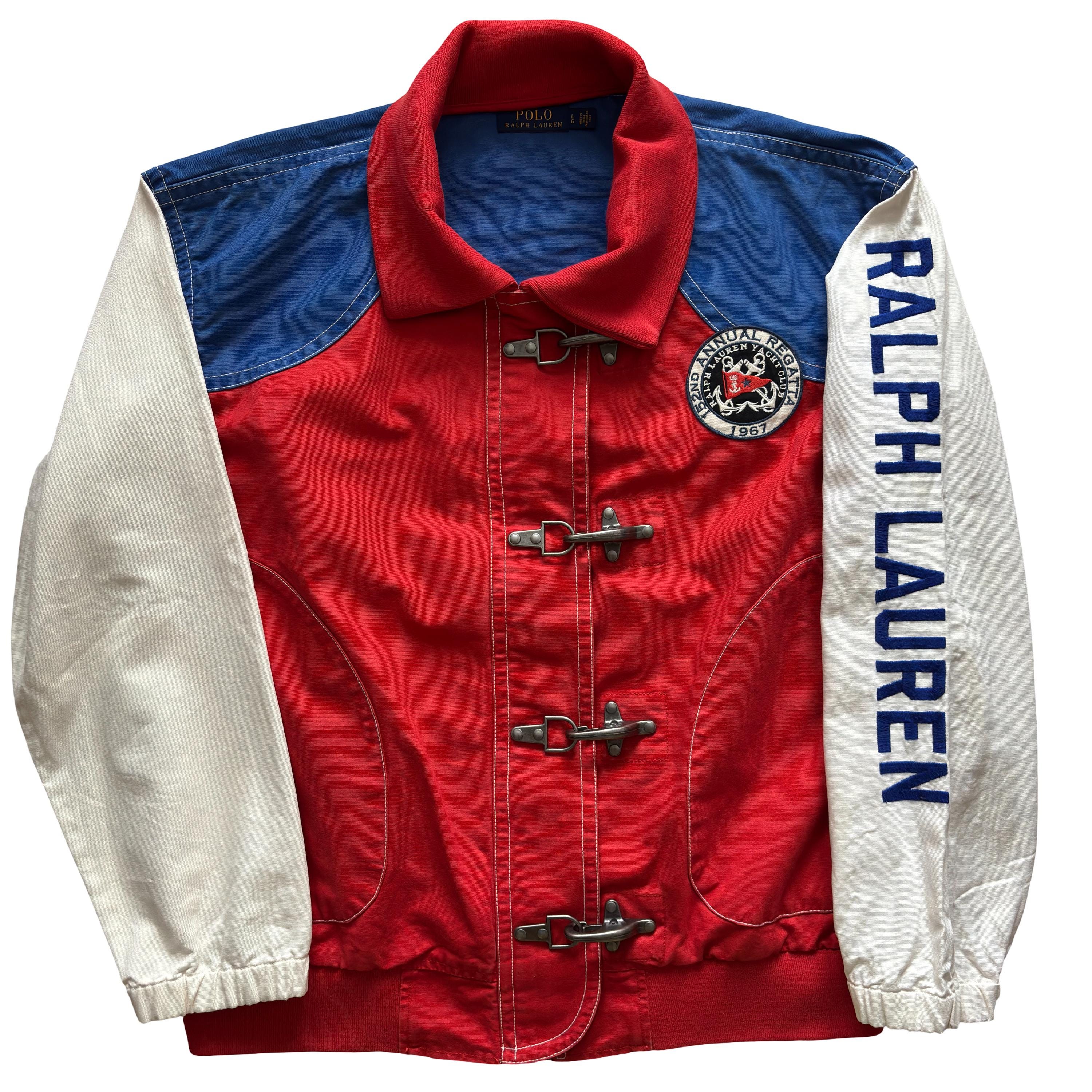 【Ralph Lauren】Fireman jacket size:S VTG Polo Ralph Lauren Men's Fireman Clasp Cotton Coat Navy