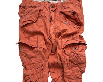 Vintage Polo Ralph Lauren Orange Cargo Pants – Distressed Military Multipocket Utility RRL 32x30