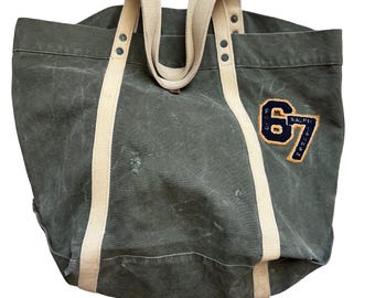 Vintage RRL Double Ralph Lauren Canvas & Leather Tote Denim Bag