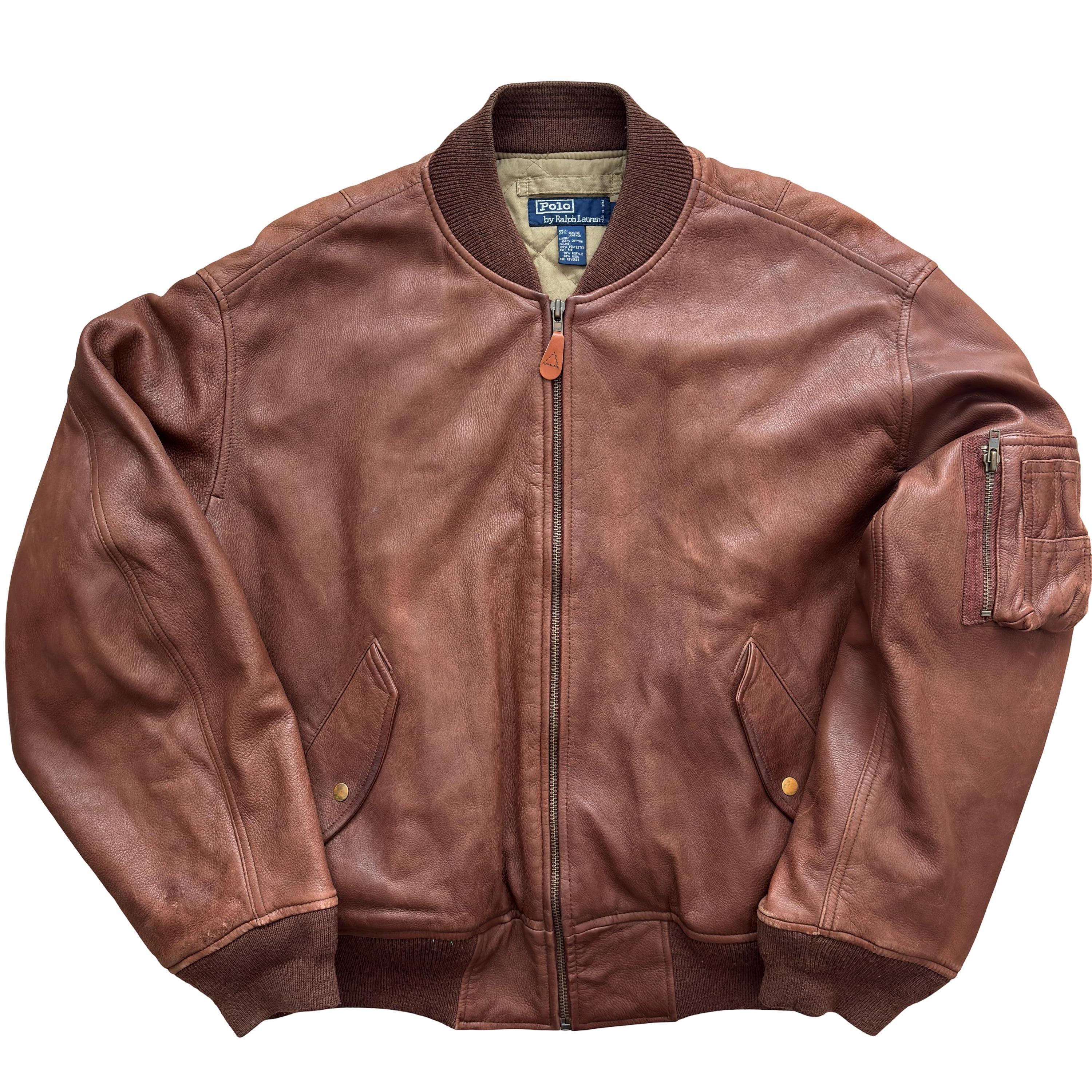 90s Leather Flight Jacket - Etsy