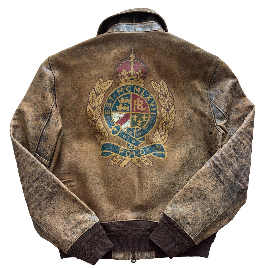 ジャケット・アウター 90s POLO Ralph Lauren A-2 Flight Jacket Polo Ralph Lauren Leather A-2 Bomber Flight Jacket Graphic Crest