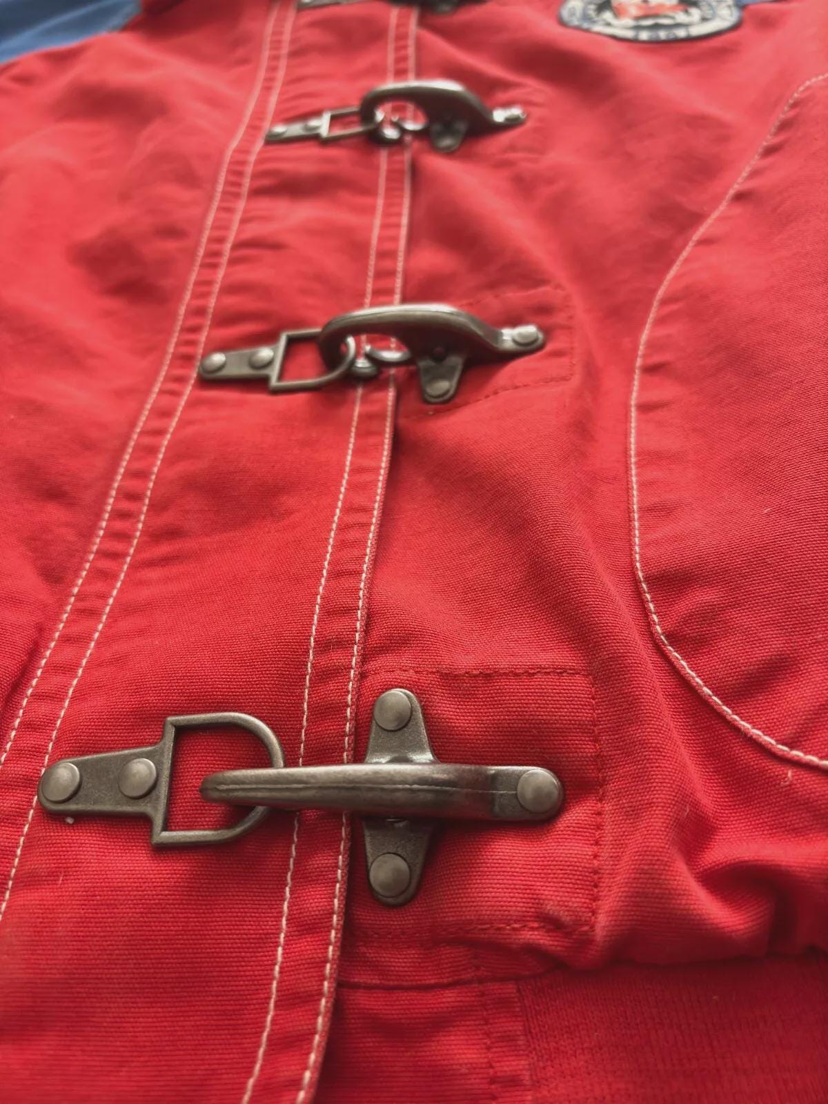 Polo by Ralph Lauren Fireman Jacket USA製 Vintage POLO RALPH LAUREN Fireman Jacket Mens XL Navy Blue Cotton