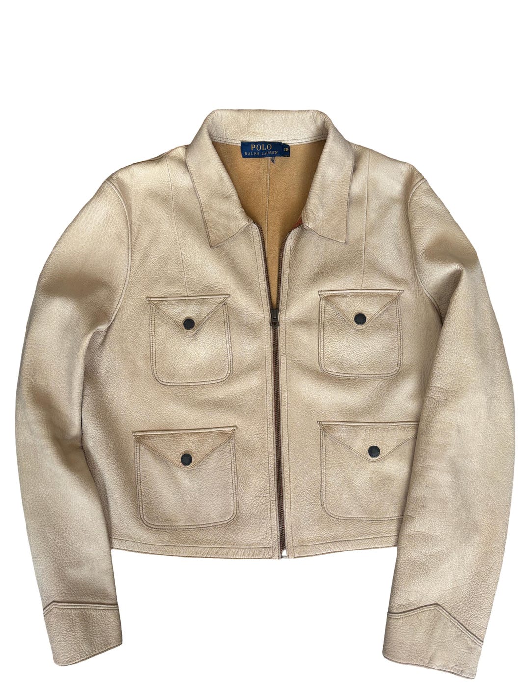Vintage Polo Ralph Lauren Deerskin Leather Utility Jacket Size 12
