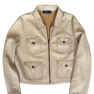 Polo Ralph Lauren Leather A-2 Bomber Flight Jacket Graphic Crest