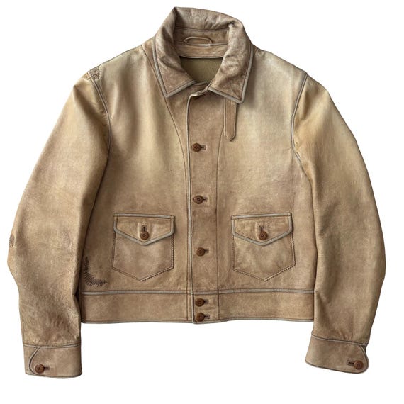 Polo Ralph Lauren 90s A-2 Aviator Bomber Leather Jacket Distressed