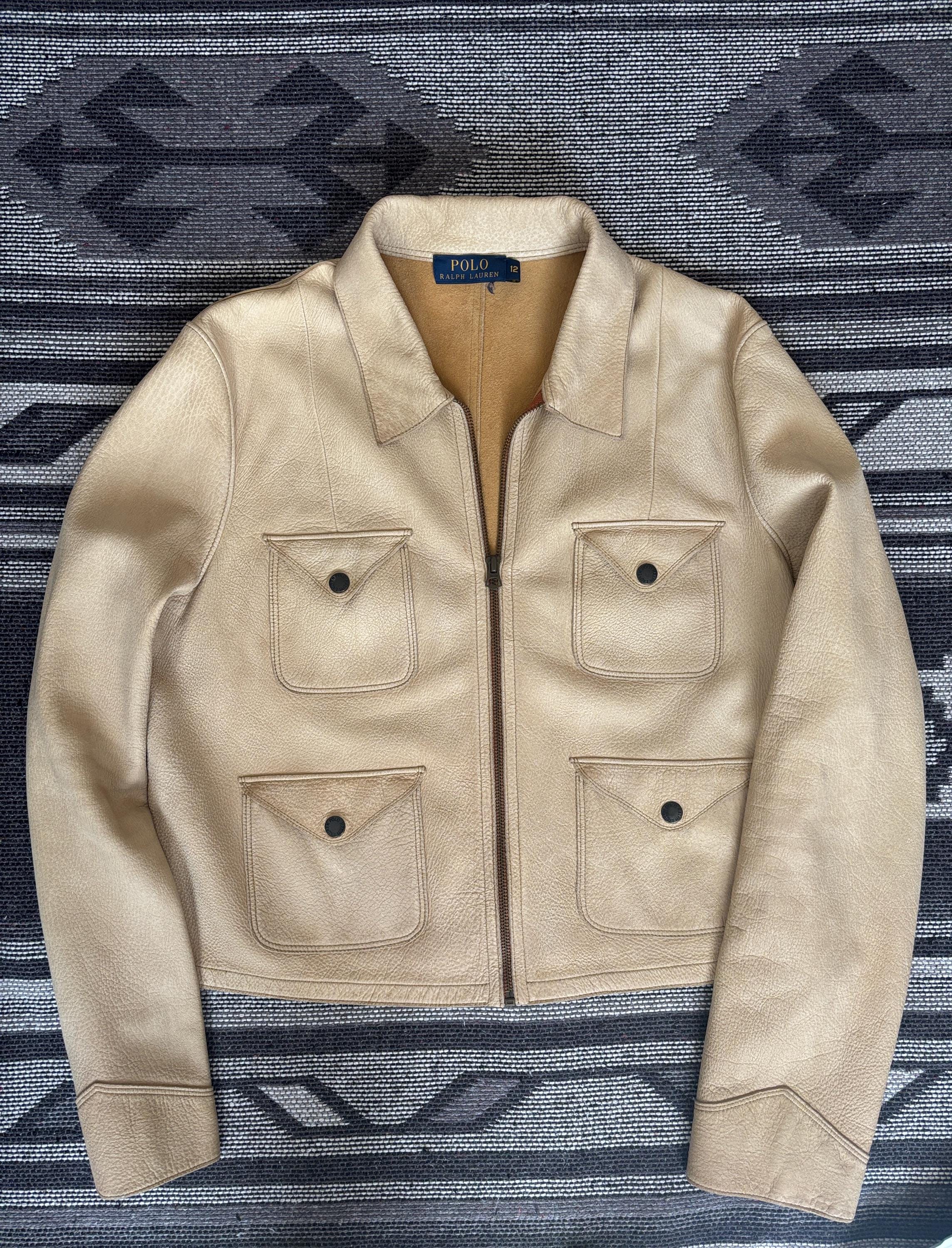 Vintage Polo Ralph Lauren Deerskin Leather Utility Jacket Size 12