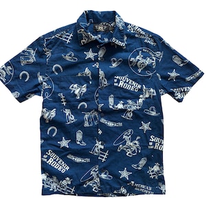 RRL Ralph Lauren Indigo Rodeo Print Western Double RL Shirt Size XS/S