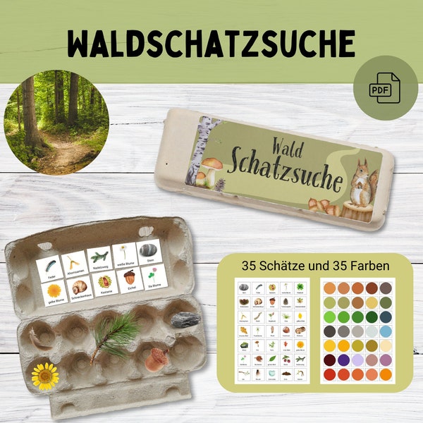 Waldschatzsuche Kinder | Schatzsuche | Waldspaziergang | Herbst | Bingo | Montessori | Kindergeburtstag | Kindergarten | PDF