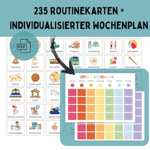 Cartões de rotina com planejador semanal | Individualizado | Cartões de Rotina Crianças | plano semanal | Montessori | Para impressão | PDF | autismo