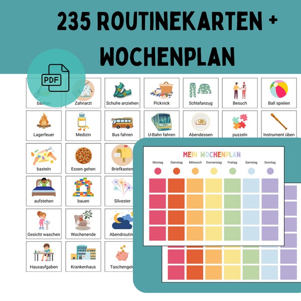 Routinekarten mit Wochenplaner | Routinekarten Kinder | Wochenplan | Montessori | Zum Ausdrucken | PDF | Digital | Autismus | Bildkarten