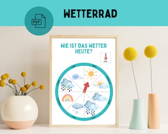 Weather wheel | Weather Children | Montessori | Weather disk | Weather clock | kindergarten | school | Digital Download | PDF | To print