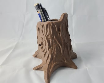 Pen Holder Tree Stump Pencil Holder Desk Organizer 3D Printed