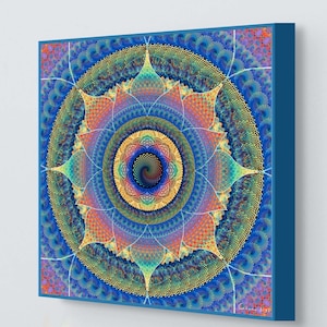 Stampa artistica da parete con mandala unica, stampa artistica da parete con mandala, poster stampabile con geometria sacra, decorazione per la stanza della meditazione spirituale, arte frattale psichedelica