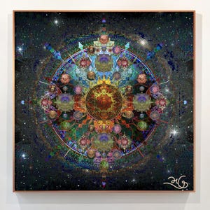 Lámina artística Mandala Solar Celestial – Decoración de pared cósmica de geometría sagrada (descarga digital)