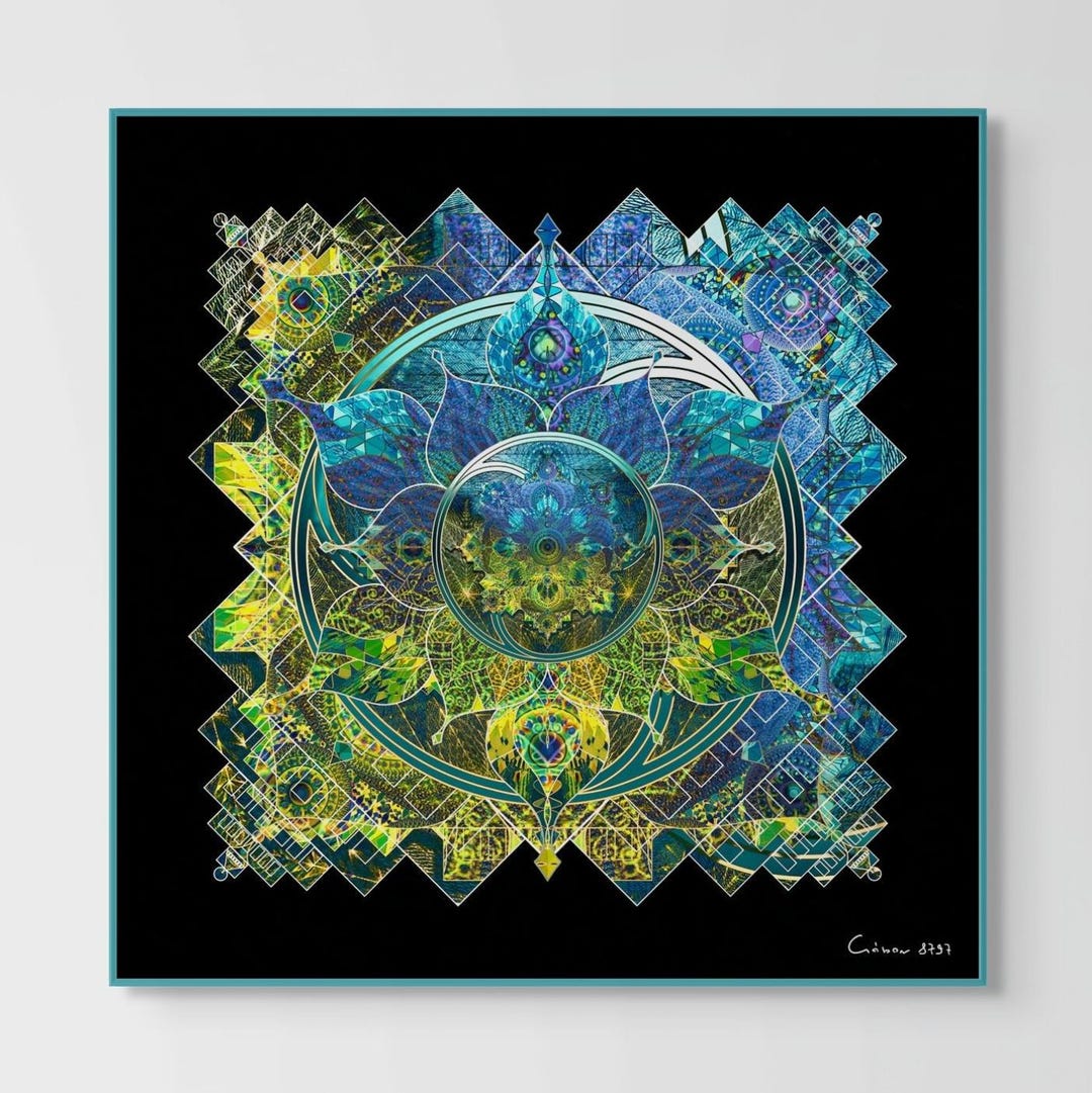 Blue Mandala Art Print: Sacred Geometry, Spiritual Wall Decor - Etsy