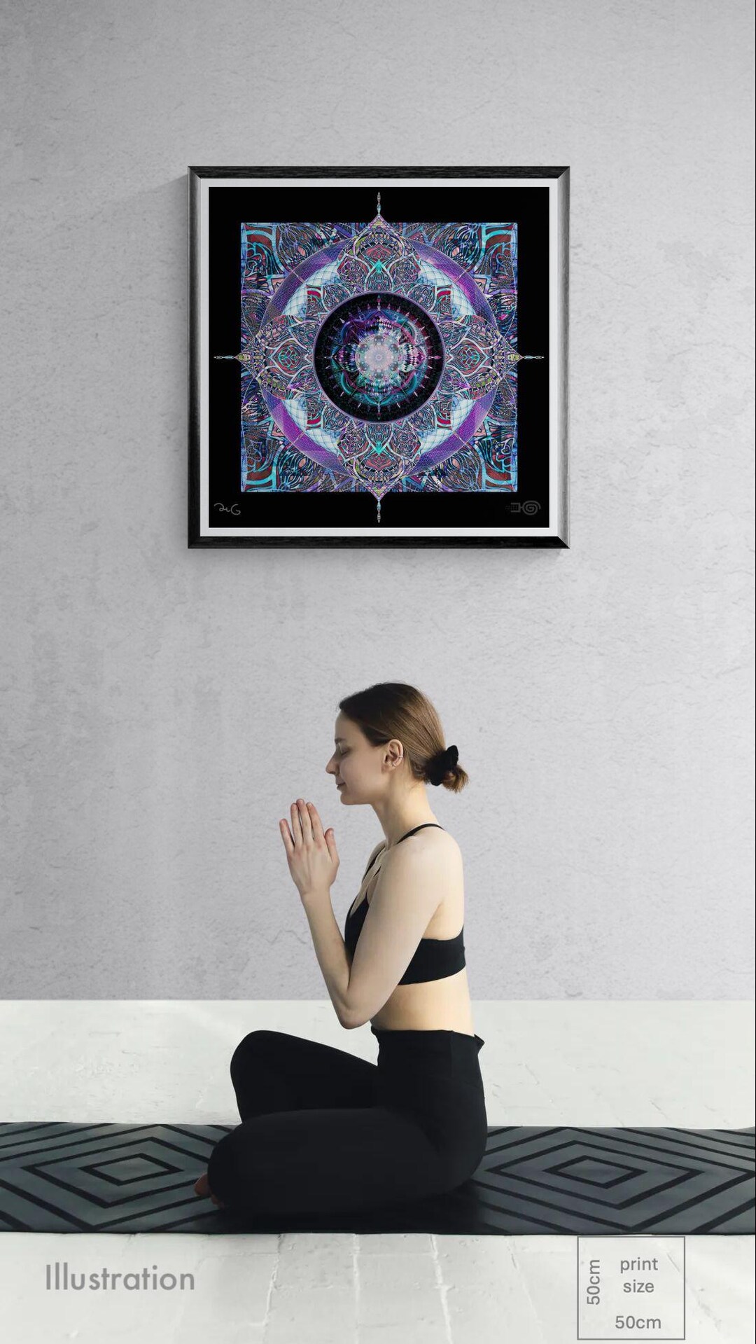 Teal Lilac Mandala Print – Sacred Geometry Boho Wall Art Poster - Etsy