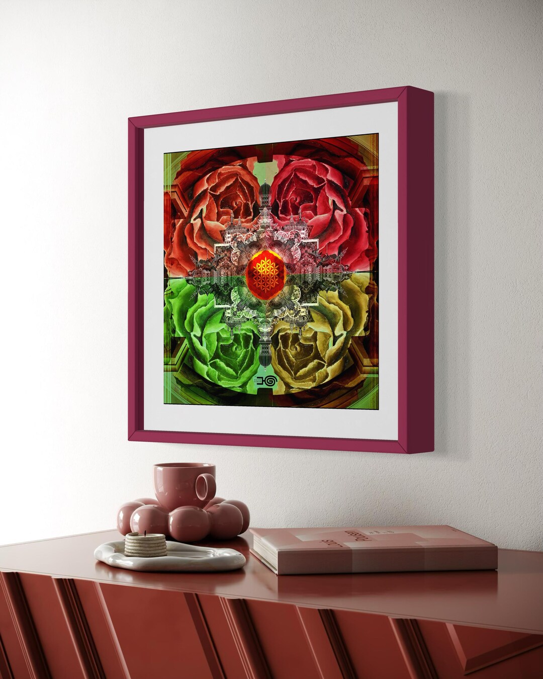 Rose Mandala Art Print: Sacred Geometry, Spiritual Boho Decor - Etsy