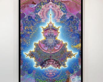 Mandelbrot Mandala Print-Psychedelic Fractal Sacred Geometry Wall Art, Mystical Boho Home Decor, Meditation Room Print