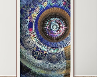 Sacred Geometry Mandala Art Print: Hahnemühle Metallic Paper, Spiritual Wall Decor