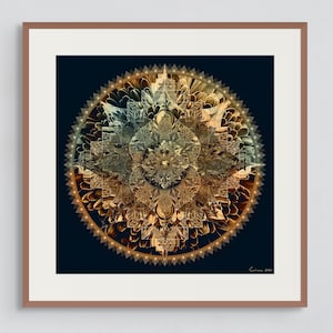 Sole sotto il mare. Decorazione murale unica con mandala, squisita geometria sacra, regalo, simbolo spirituale ispiratore, design psichedelico frattale.