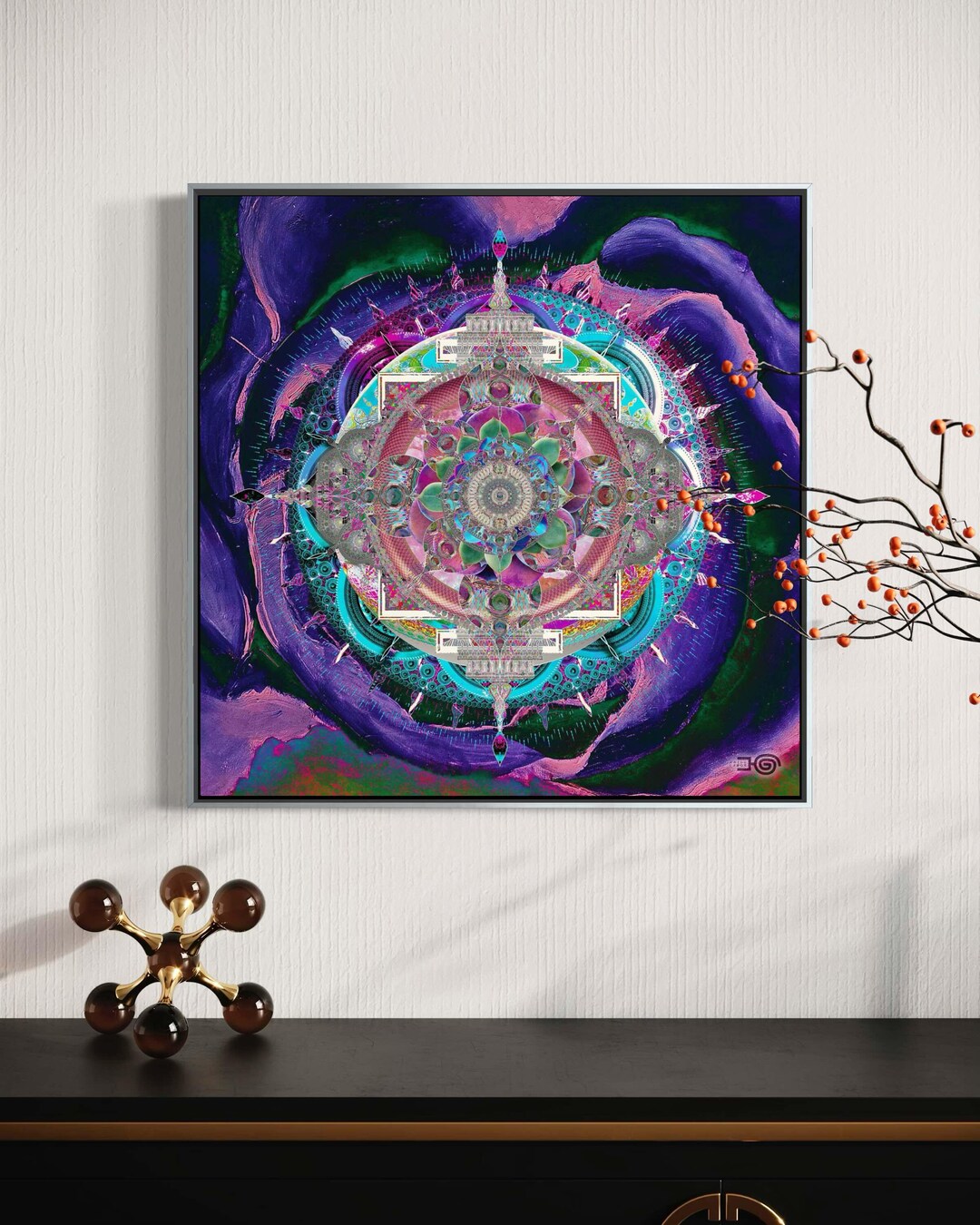 Cosmic Mandala Wall Art Print Boho Decor Poster, Large Sacred Geometry ...