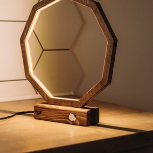 Polygon Lamp, Geometric Lamp, Wood lamp, Table lamp, Minimalist Lamp, Loft lamps, Neon Lamp, Wooden Lamp Handmade, Desk lamp, LED wood lamp