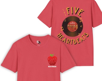 Classic Five Heartbeats Soft-style T-Shirt, Vintage Motown Stax Big Red Records, 90s Retro Gift, Oldies Shirt