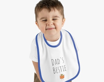 Lindo babero de jersey con ribete en contraste para bebé 'Dad's Bestie' / niño niña unisex