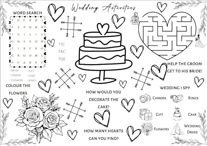 Kids Wedding Activity Sheets - Etsy