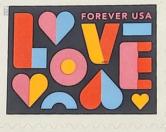 Sheet of 20 "Love Stamps" for First Class Mail Below Face Value 13.60--Great for Weddings, Bridal Showers, Anniversaries and much more