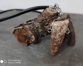 BULLET Belemnite Rostum Natural Fossil From Poland Stone Black Chunky Leather Necklace Stainless Steel Necklace Older Than The Dinosaurs