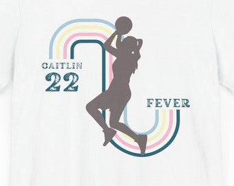 Caitlin Fever Pastel Womens Basketball T-shirt | Love of Hoops Tee Gift for Daughter Sister Mom Friend Teammate Player Coach Fan WBB