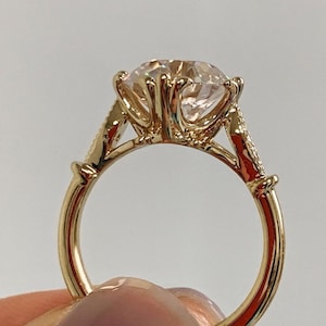 Art Deco Wedding Ring Vintage Inspire Ring 2 Ct Round Moissanite Ring Vintage Engagement Ring Unique Estate Ring Antique Rings For Women